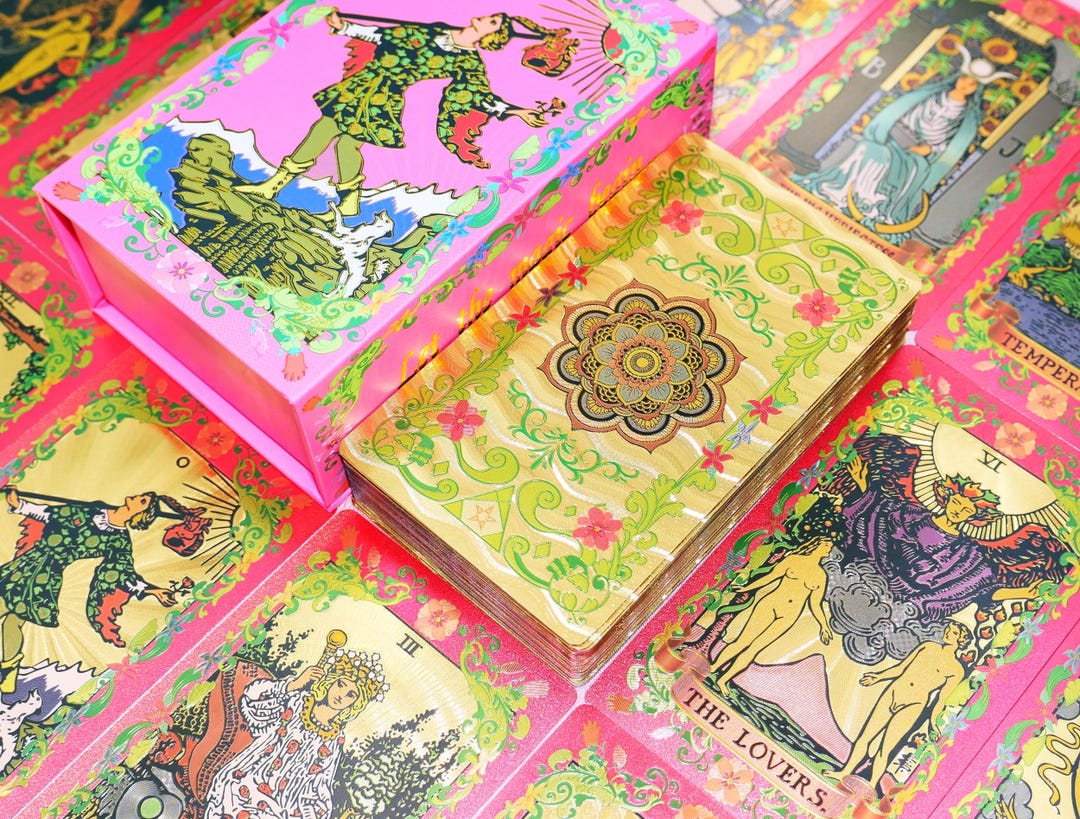Waterproof Floral Tarot Deck * Gold Foil Tarot * Tarot Cards * 78 Rider ...