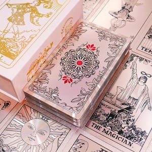 Jeu de tarot étanche en or rose * Tarot en feuille d'or * Cartes de tarot * Tarot Rider-Waite 78