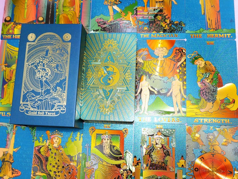 Waterproof Tarot Deck * Gold Foil Tarot * Tarot Cards * 78 Rider–waite ...