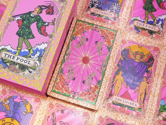 Waterproof Rose Tarot deck * Gold foil Tarot * Tarot cards * 78 Rider–Waite Tarot * Beautiful Megenta Colour