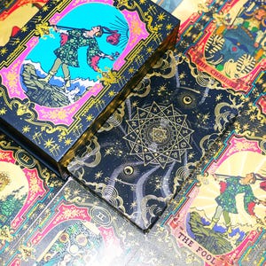 Baraja de tarot del zodiaco resistente al agua * Tarot con lámina de oro * Cartas del tarot * 78 cartas del tarot Rider-Waite