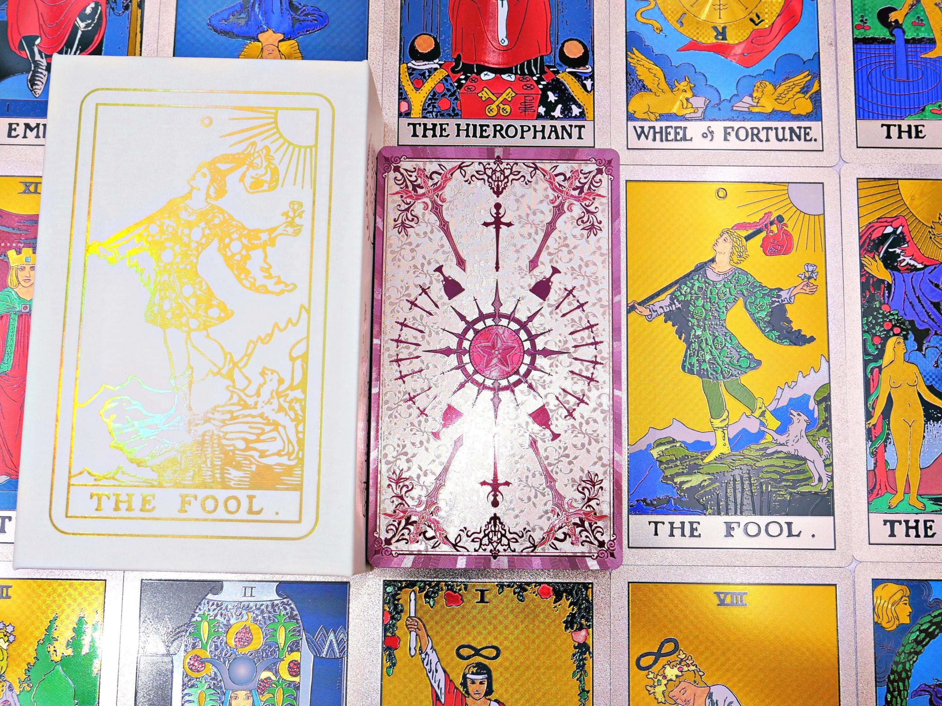 Waterproof Gold Foil Tarot deck * Cups and Swords * Tarot cards * 78 Rider-Waite Tarot