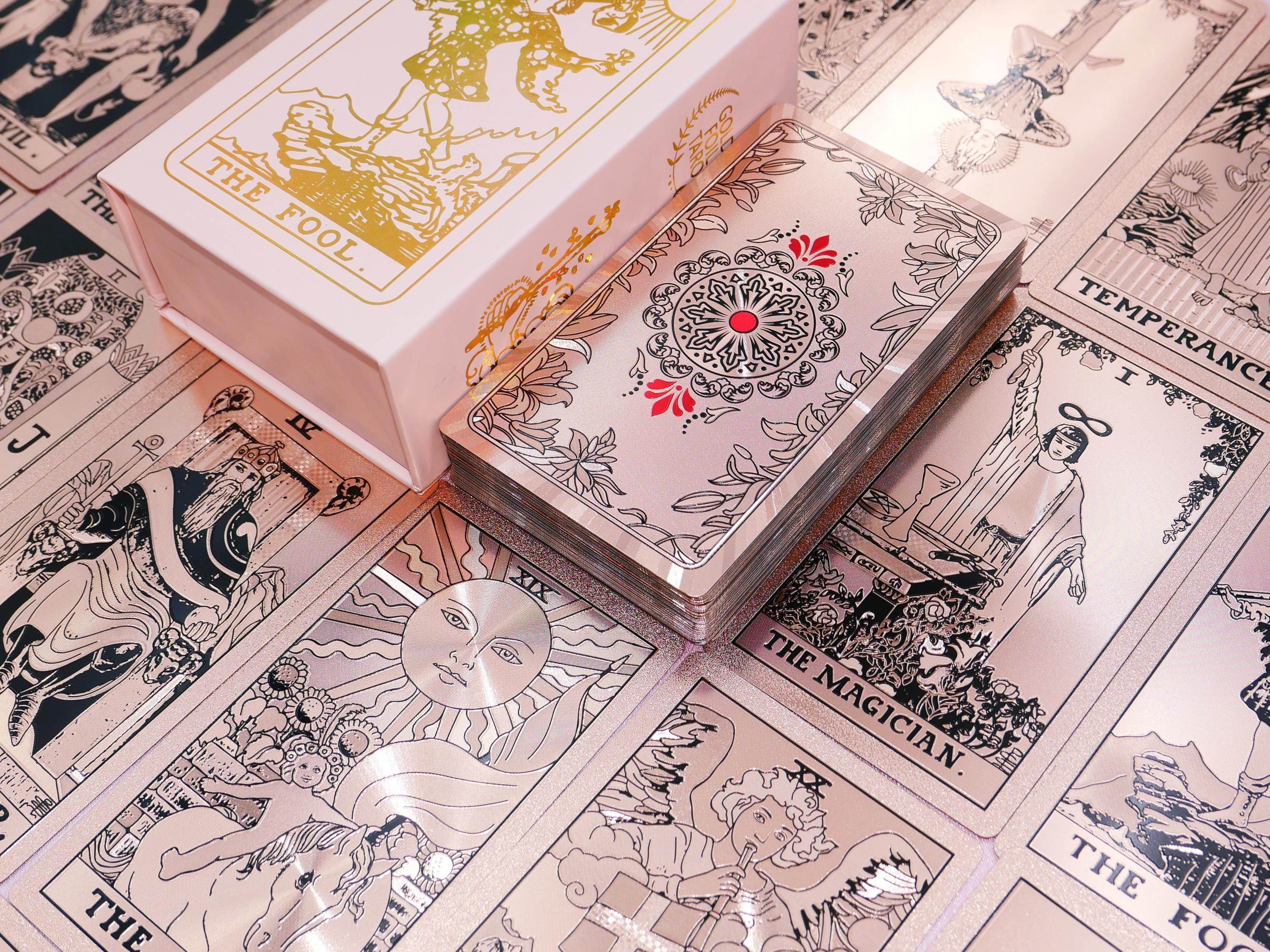 Waterproof Rose Gold Tarot Deck * Gold Foil Tarot * Tarot Cards * 78 ...