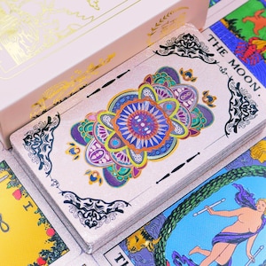 Wodoodporna talia Tarota Kwiatowego * Złota folia Tarota * Karty Tarota * Kwiat * 78 Rider–Waite Tarot
