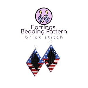 USA Flagge Adler Silhouette Perlen Ohrringe Muster | Brick Stickmuster mit Word Chart |