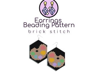 Pint Palette Beaded Earrings Pattern | Brick Stitch Pattern with Word Chart |