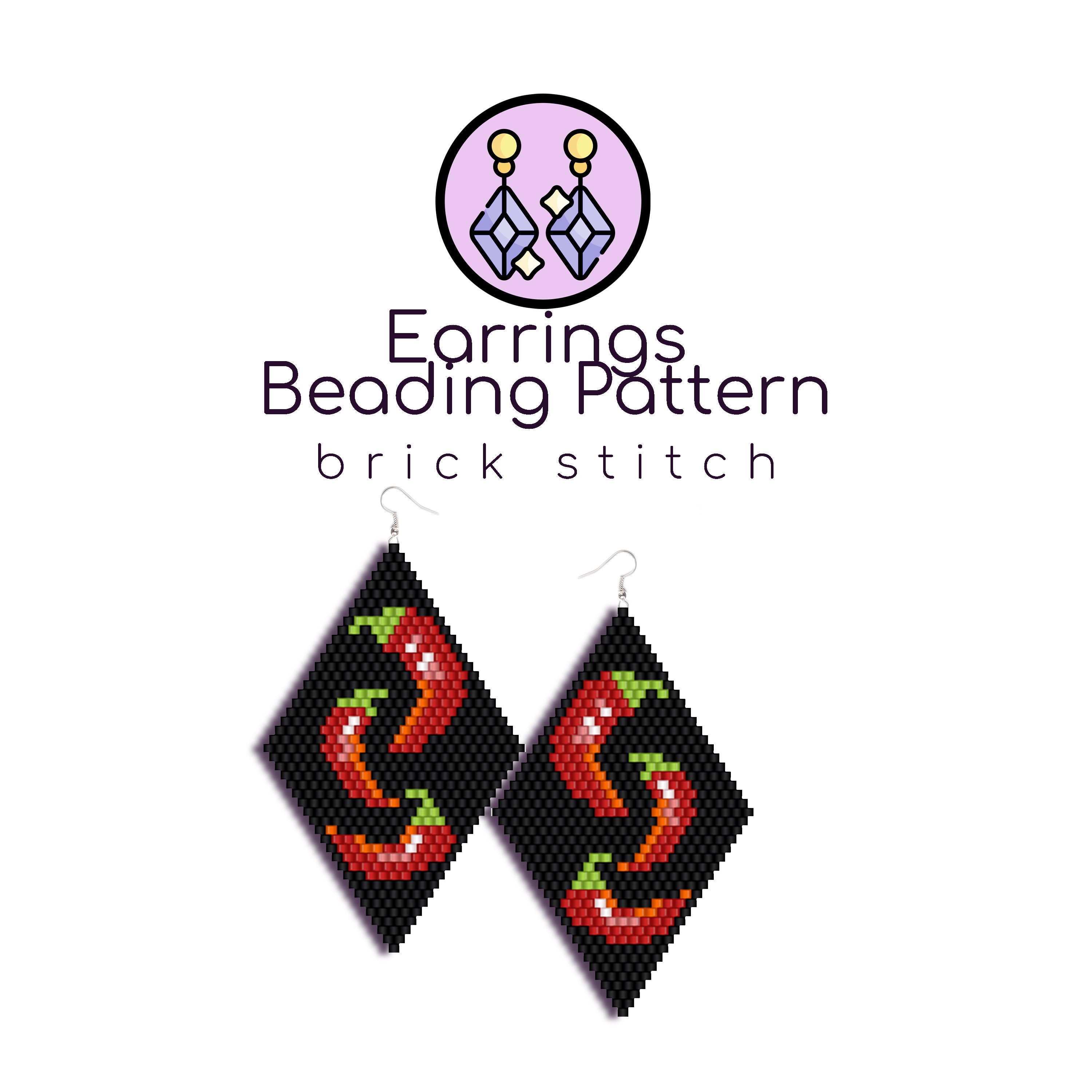 Hot Peppers Earrings Pattern | Brick Stitch Pattern With Word Chart ...