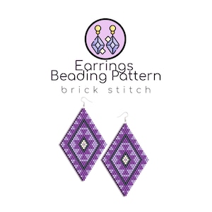 Lila Native Beads Ohrringe Muster | Brick Stickmuster mit Word Chart |