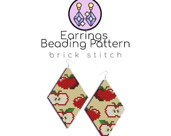 Apples Earrings Pattern | Brick Stitch Pattern with Word Chart |