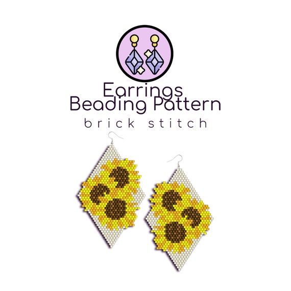 brick stitch sunflower seed bead earrings