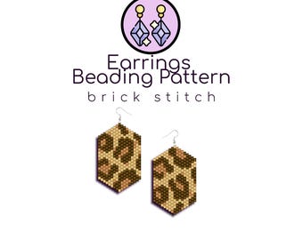 Leaopard Print Beaded Earrings Pattern | Brick Stitch Pattern with Word Chart |