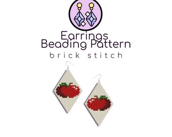 Apple Earrings Pattern | Brick Stitch Pattern with Word Chart |