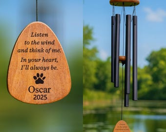 Personalized Memorial Pet Wind Chime Custom Name & Date,Engraved Dog Cat Loss Gift Outdoor Garden Sympathy Keepsake