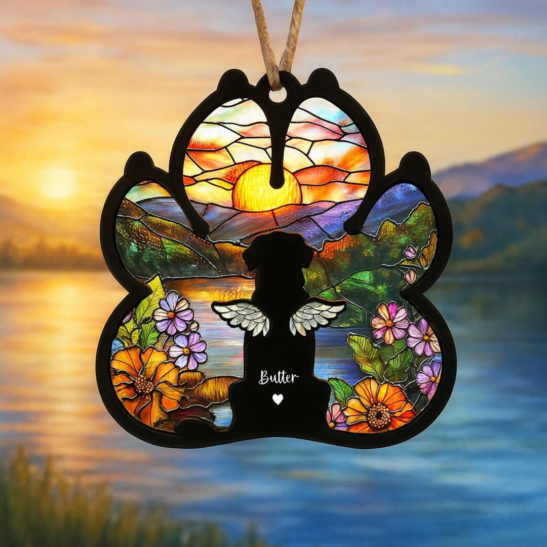 Personalized Dog Memorial Suncatcher Pendant Custom Rainbow Bridge ...