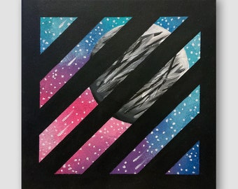 Striped Moon Galaxy Painting