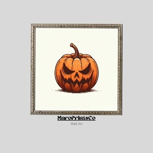 Arte de pared de calabaza enojada, descarga digital de Halloween, impresión de otoño moderna, impresión de arte imprimible con patrón de calabaza, descarga instantánea, póster de otoño