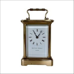 Antique Brass Matthew Norman Carriage Clock, excellent condition, with key