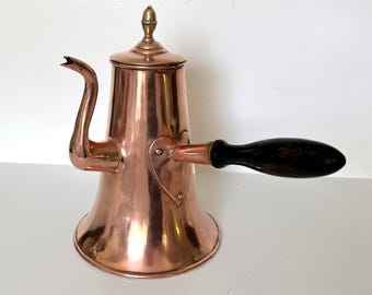 Antike viktorianische Kupfer Schokolade / Kaffeekanne C. 1890