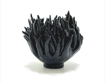 Black Ceramic sculptural Bowl