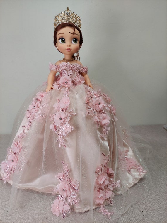 disney princess pink dress brown hair Quinceanera/ Sweet 16 Hello Doll Custom The heart can also af038 Atlanta GA Cartoon, Disney Color:Pastel Multi