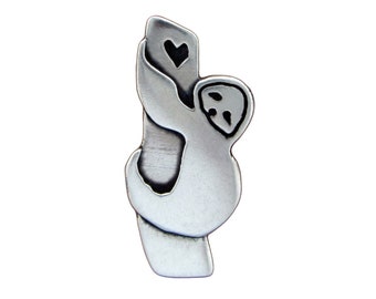 Sterling Silver Tree Sloth Charm Necklace - Silver Sloth Pendant on Adjustable Sterling Chain