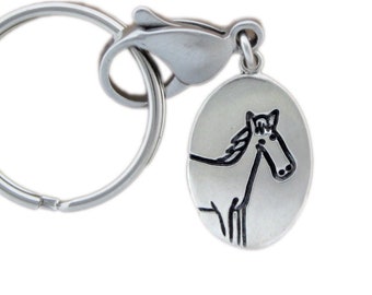 Sterling Silver Horse Keychain - Silver Pony Keyring - Horse's Ass - Funny Key Chain