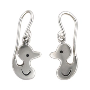Cute Duck Earrings - Sterling Silver Duckling Earrings - Rubber Ducky Earrings