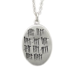 50th Birthday Charm Necklace - 50th Anniversary Necklace - Who&#39;s Counting Reversible Sterling Silver Pendant on Adjustable Chain