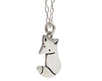 Wild Fox Necklace - Sterling Silver Fox Charm Pendant on Adjustable Sterling Chain or Charm Only