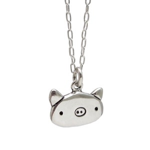 Little Pig Necklace - Sterling Silver Pig Pendant or Charm on Adjustable Sterling Chain