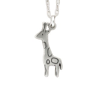 Sterling Silver Giraffe Charm Necklace - Giraffe Pendant on Adjustable Chain