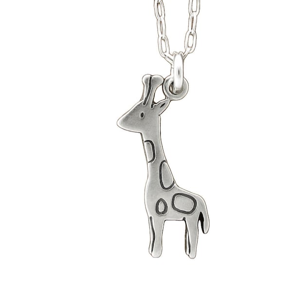 Collier de charme girafe en argent sterling - Pendentif girafe sur chaîne réglable