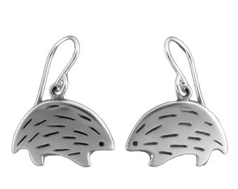 Sterling Hedgehog Earrings - Silver Porcupine Earrings - Adorable Earrings