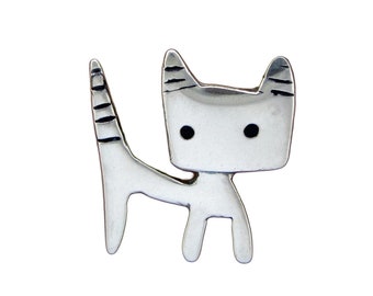 Tom-Tom Cat Necklace - Sterling Silver Tomcat Pendant on Adjustable Sterling Chain