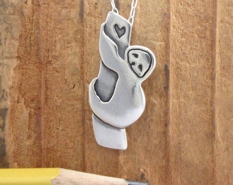 Sterling Silver Sloth Charm Necklace: Adjustable Chain