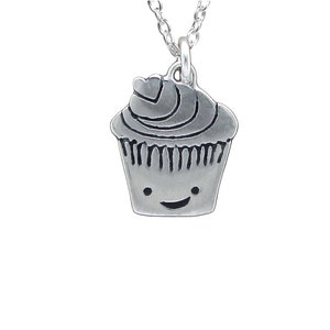 Tiny Sterling Silver Cupcake Necklace: Baker Gift