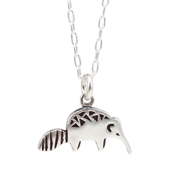 Tiny Anteater Charm Necklace - Adorable Sterling Silver Animal Charm on Adjustable Chain