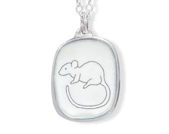 Sterling Silver Rat Pendant on Adjustable Chain - Rat Jewelry