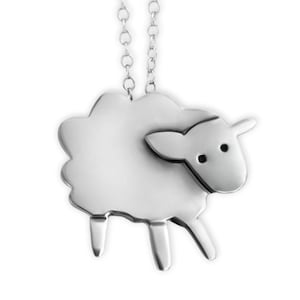 Sterling Silver Sheep Charm Necklace - Silver Lamb Pendant on Adjustable Sterling Chain