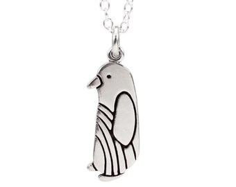 Collar con dije de pingüino de plata de ley: Cadena ajustable