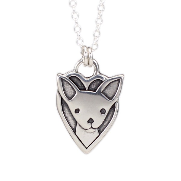 Collier en argent sterling à breloques chihuahua sur chaîne réglable 925 16 18 20 pouces - Pendentif chihuahua