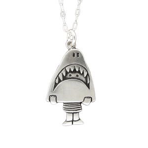 Sterling Silver Shark Girl Pendant Necklace: Handmade Charm