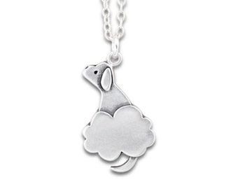Cloud Dog Charm Necklace - Adorable Sterling Silver Dog in the Sky Charm Pendant - Dog Memorial Jewelry