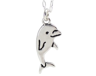 Sterling Silver Dolphin Charm Necklace 