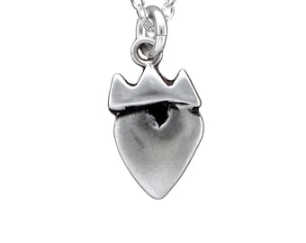 Sterling Crown Heart Necklace - Silver Princess Pendant -  Silver Crown Heart Charm on Adjustable Chain