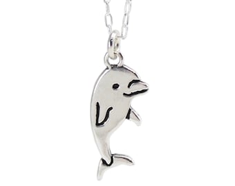 Ciondolo a cuore di delfino in argento sterling, collana a cuore