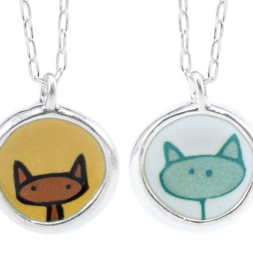 Cat Necklace Reversible Sterling Silver talks to - Etsy