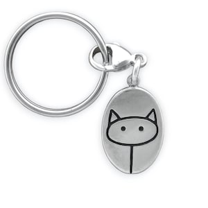 Sterlingzilveren kattensleutelhanger - sleutelhanger beste kat ooit - cadeau voor hem, haar of hen