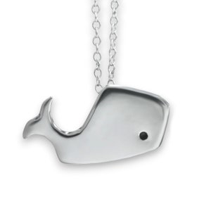 Sterling Silver Whale Necklace: Adjustable Chain, Nautical Jewelry