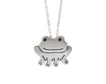 Sterlng Slver Frog Necklace Pendant, Frog Pendant Charm, Frog Jewelry